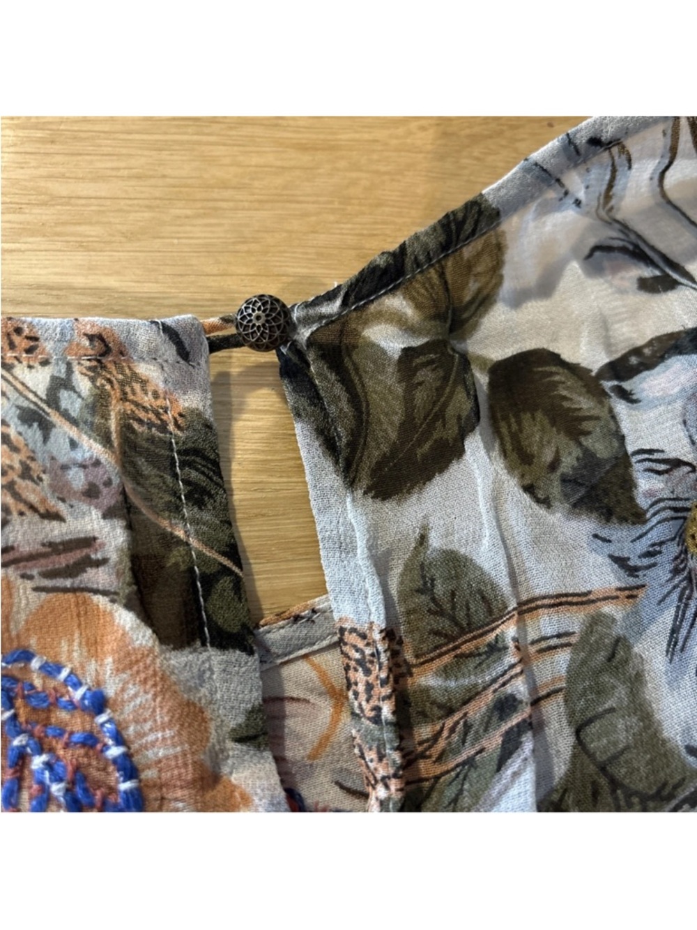 Meadow Rue Anthropologie Espalier Embroidered Tunic Chiffon Dress Floral Midi S - Picture 7 of 12